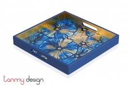 Square lacquer tray with water lily leaf pattern 35*35*4 cm